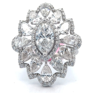 lot 6 image: NEW 4.70 Carat Diamond Mixed-Cut Vintage Inspired Ring in 14k White Gold Retail $6,495 Tag Attached VIDEO