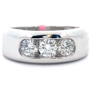 lot 7 image: NEW Mens 1 Carat Diamond Three-Stone Beveled Band in White Gold Retail $2,495 Tag Included VIDEO