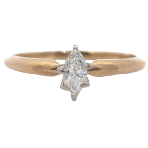 lot 40B image: 0.60 Carat Marquise Natural Diamond Solitaire Engagement Ring in 14k Yellow Gold