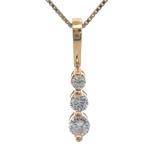 lot 49B image: 0.22 Carat Natural Diamond Three-Stone Pendant in 14k Yellow Gold