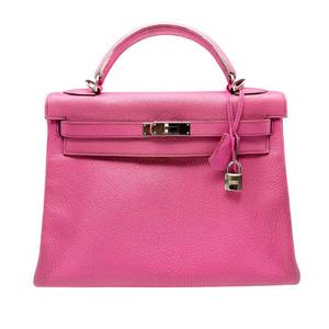 lot 0C image: Herms Kelly 32 Sellier Bag in Rose Tyrien Epsom Leather with Palladium Hardware Pre-Owned Retail $22,000
