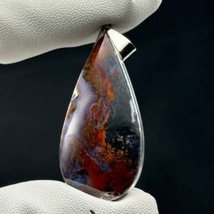 lot 63 image: Large Teardrop Moss Agate Pendant VIDEO