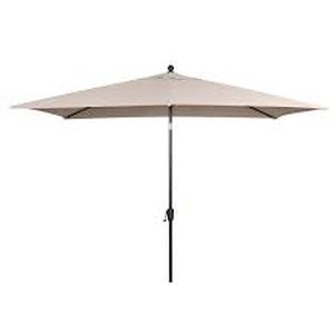 lot 12 image: Hampton Bay 6.5 ft. x 10 ft. Aluminum Market Tilt Patio Umbrella in Riverbed   Customer Returns See Pictures