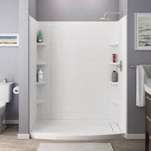 lot 26 image: American Standard Ovation Curve 60 in. W x 72 in. H 3-Piece Glue Up Alcove Subway Tile Shower Walls in Arctic White    Customer Returns See Pictures