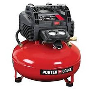 lot 40 image: Porter-Cable 6 Gal. 150 PSI Portable Electric Pancake Air Compressor  Customer Returns See Pictures