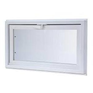 lot 49 image: TAFCO WINDOWS 32.25 in. x 22.25 in. White Double-Pane Insulated Glass Hinged Vinyl Hopper Inswing Basement Window with Screen  Customer Returns See Pictures
