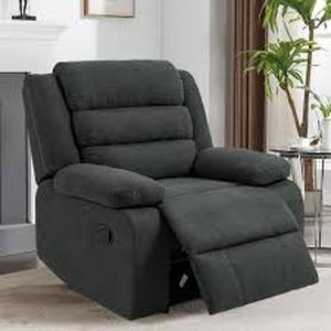 lot 53 image: Uixe Modern Dark Gray Polyester Upholstered Recliner Chair with Adjustable Backrest and Footrests  Customer Returns See Pictures