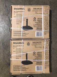 lot 14 image: Lot of StyleWell 26 lbs. Concrete and Resin Patio Umbrella Base in Black Customer Returns See Pictures