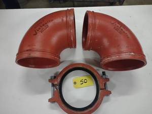 lot 50 image: (2) Victaulic #10 Elbows with Clamp...