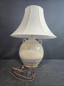 lot 2 image: Ceramic Table Lamp with White Shade