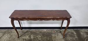 lot 11 image: Vintage Wooden Console Table with Cabriole Legs 54x15x28 Inches
