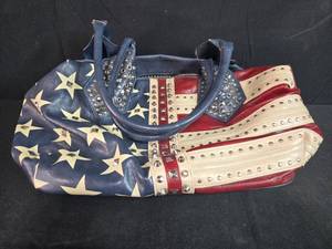 lot 48 image: Charming Charlie American Flag Studded Tote Bag