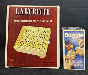 lot 49 image: Labyrinth Challenging Game of Skill and Boggle Parker Brothers Hidden Word Game