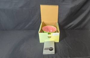 lot 68 image: TreasureCraft Watermelon Fruit Bowl in Box with Vintage Balanced Recipes Book