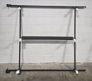 lot 79 image: Broyhill Queen Size Ornate Wood Headboard & w Box Spring (no mattress) and Metal Frame