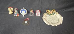 lot 99 image: Collection of Christmas Ornaments with Holiday Plate