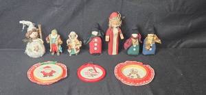 lot 104 image: Vintage Christmas Holiday Decoration Collection Including Hallmark Figurines and Fabric Dolls