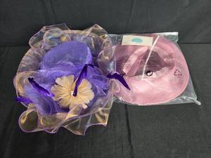 lot 124 image: Set of 2 Womens Dress Hats in Purple and Pink with Decorative Accents