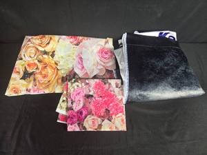 lot 125 image: Collection of Floral and Velvet Fabric Pieces