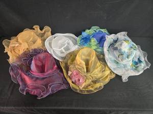 lot 126 image: Set of Womens Dress Church Hats with Floral Accents