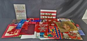 lot 142 image: Collection of Assorted Gift Bags and Holiday Gift Wrap