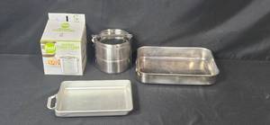 lot 156 image: Food Network Stainless Steel Stacked Steamer Set with Baking Pans