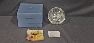 lot 159 image: Wedgwood Interiors Crystal Vase with Etched Floral Design and Box