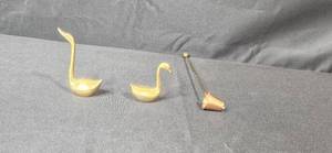 lot 219 image: Brass Swan Figurine Pair and Candle Snuffer Set