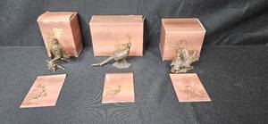 lot 221 image: Avon American Wildlife Bronze Collection Figurines with Boxes - Great Horned Owl and Ring-Necked Pheasant