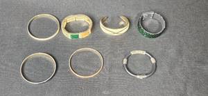 lot 243 image: Collection of Fashion Bracelets Including Enamel, Cuff, and Rhinestone Styles