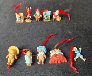 lot 251 image: Set of Hallmark Miniature Christmas Ornaments Teddy Bears and Santa