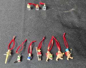 lot 263 image: Collection of Miniature Holiday Ornaments with Red Ribbons
