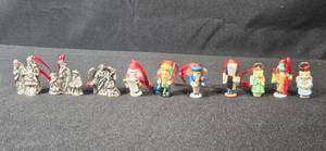 lot 265 image: Collection of Vintage Christmas Ornaments Including Pewter Figures and Miniatures