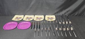 lot 272 image: Tableware Collection Tupperware Plates, Tabletops Unlimited Plates, Laguiole and Hampton Silversmiths Flatware