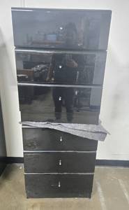 lot 276 image: MCM Black Metal 6-Drawer Cabinet with Modular Storage Inserts, 30x23x16 in
