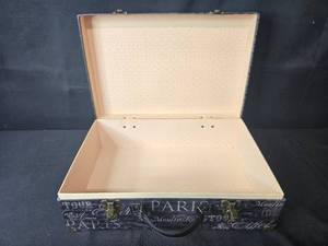 lot 281 image: Paris-Themed Decorative Suitcase Storage Box with Handle