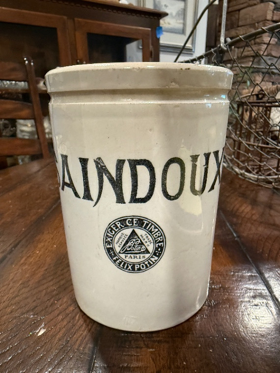 lot 4H image: Rare Antique French Felix Potin Saindoux Advertising Pot