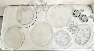 lot 46D image: Glass Serving Platter and Candlestick Collection