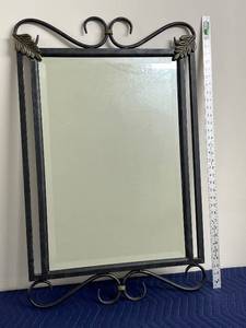 lot 51D image: Decorative Metal Framed Mirror with Leaf Accents 36x24 in