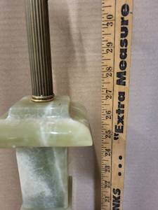 lot 1G image: Pair of Tall Vintage Green Onyx Table Lamps, 37 Inches