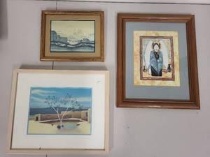 lot 8G image: Set of 3 Framed Southwestern and Geisha Artwork Prints