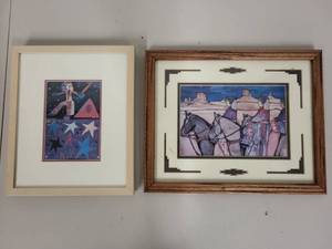lot 10G image: Framed Native American Art Prints by George Littlechild and Carlos Wisdom Pena