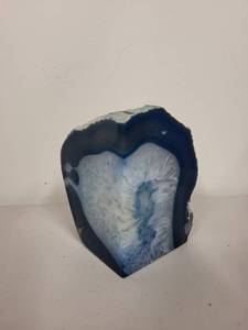 lot 15G image: Blue Agate Crystal Geode Tealight Candle Holder from Brazil