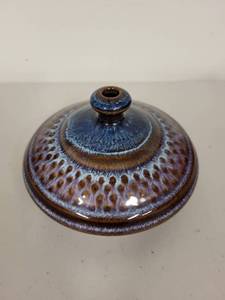 lot 19G image: Handcrafted Blue and Brown Glazed Pottery Vase, 5 Inch Diameter