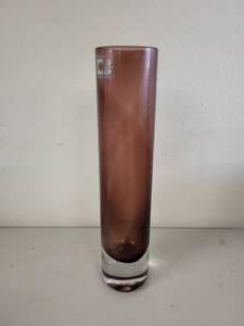 lot 22G image: Blenko Handmade Purple Art Glass Bud Vase 8 Inch
