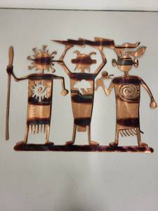 lot 32G image: Copper Southwestern Wall Art with Tribal Figures