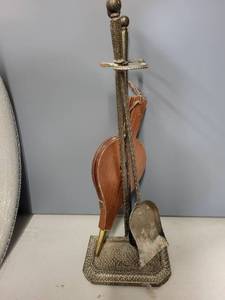 lot 37G image: Vintage Fireplace Tool Set with Decorative Bellows