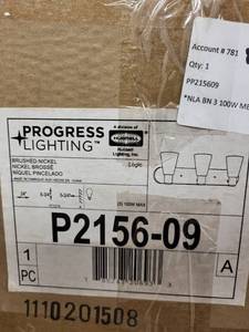 lot 33RC image: Progress Lighting 4-Light Brushed Nickel Vanity Fixture P2156-09