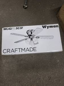 lot 39RC image: Craftmade Wyman 42 Inch Ceiling Fan with Light Kit WC42BNK5C3F
