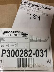 lot 46RC image: Progress Lighting 3-Light Black Vanity Light Fixture in Box
